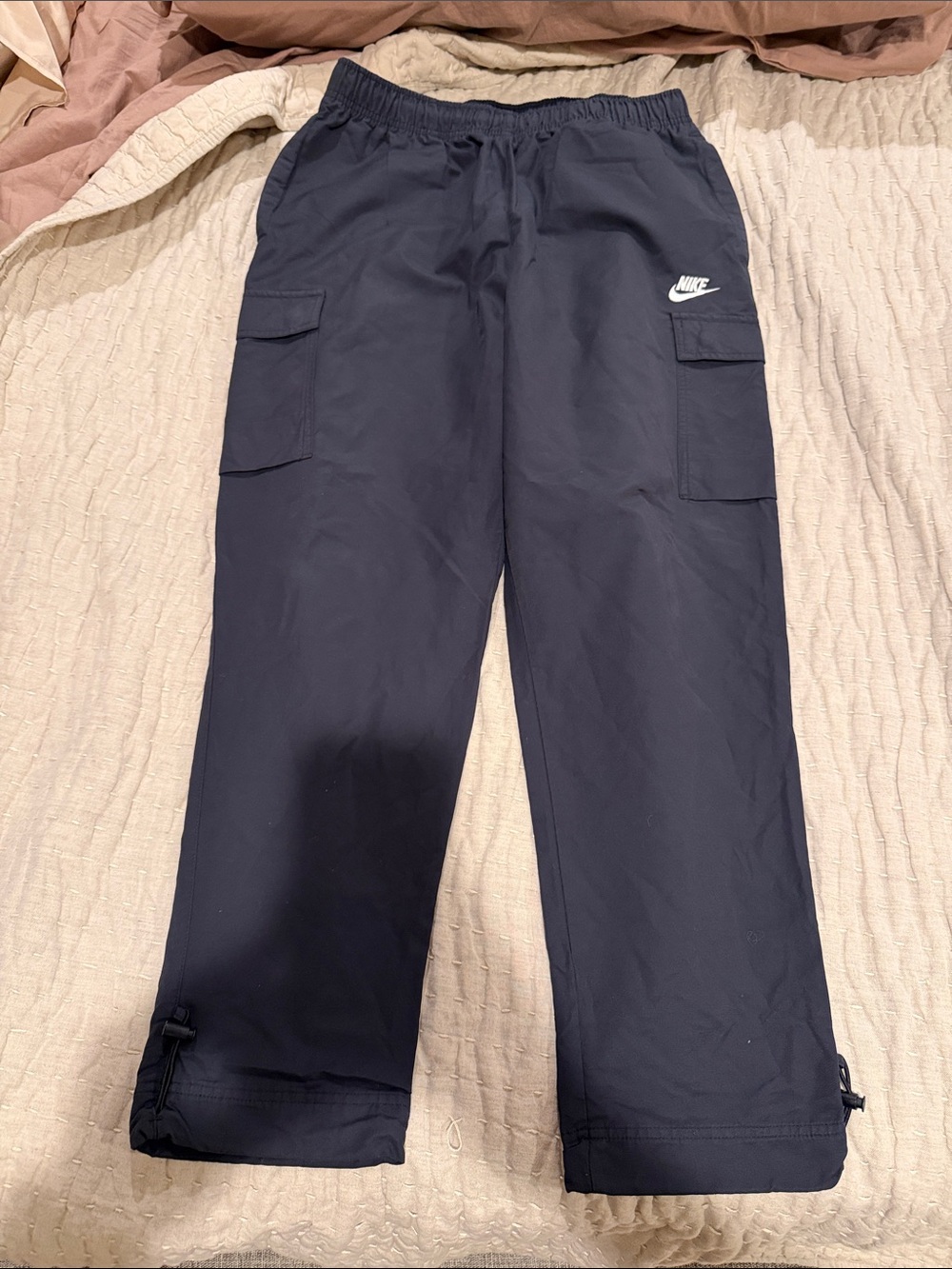 Nike Navy Cargo Jogger Pants with Drawcord Hems
